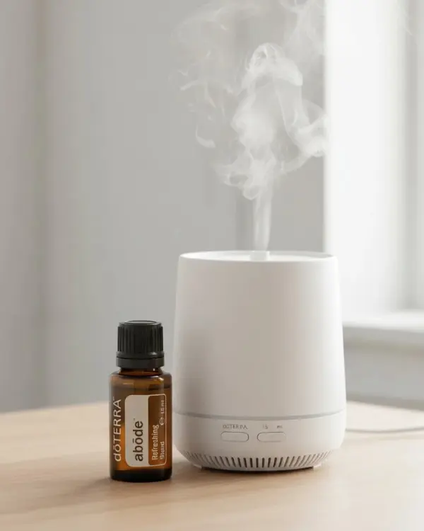 Abode doTERRA obok dyfuzora aromaterapeutycznego doTERRA