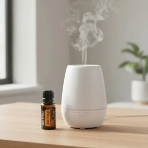 Olejek eteryczny Dzika Pomarańcza doTERRA przy dyfuzorze ultradźwiękowym z unoszącą się parą