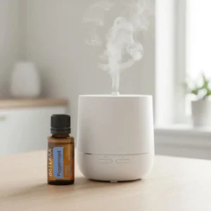 Olejek eteryczny Mięta Pieprzowa doTERRA przy dyfuzorze ultradźwiękowym z unoszącą się parą