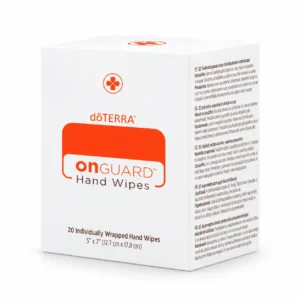 Chusteczki do rąk On Guard doTERRA, pudełko 20 sztuk na białym tle
