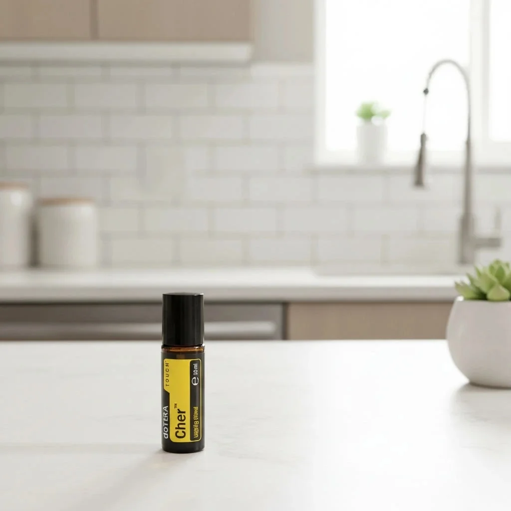 Dłonie trzymające Cheer Touch doTERRA – aplikacja olejku