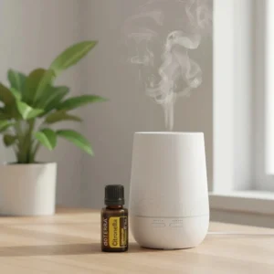 Citronella doTERRA obok dyfuzora aromaterapeutycznego doTERRA