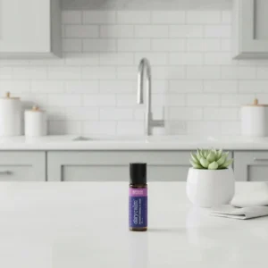 Clarycalm doTERRA na białym blacie kuchennym