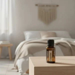 Copaiba doTERRA obok dyfuzora aromaterapeutycznego doTERRA