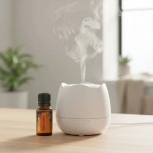 Cynamon doTERRA obok dyfuzora aromaterapeutycznego doTERRA