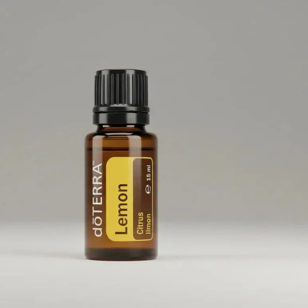 Cytryna doTERRA na szarym tle – ujęcie produktowe