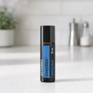 Deep Blue Roll-on doTERRA obok dyfuzora aromaterapeutycznego doTERRA
