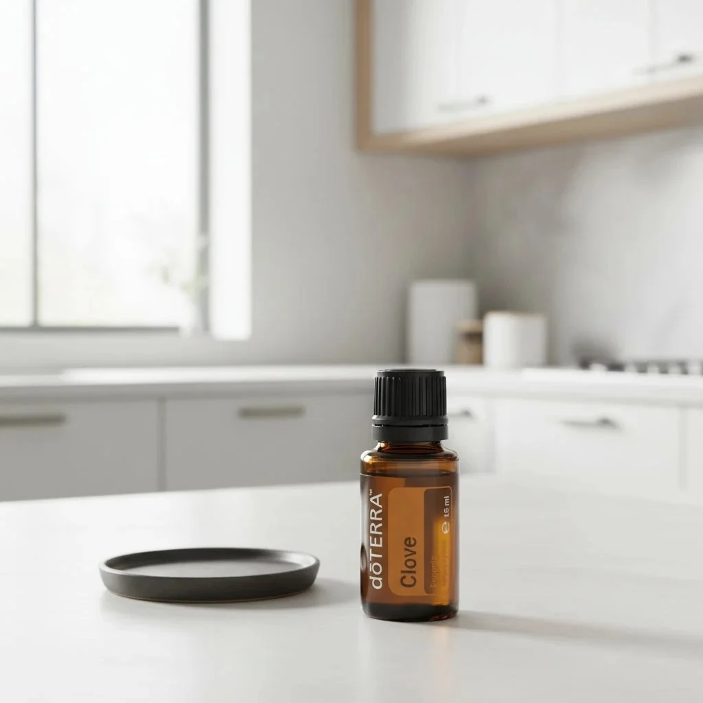 Goździk doTERRA obok dyfuzora aromaterapeutycznego doTERRA