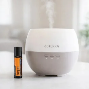 Hope doTERRA obok dyfuzora aromaterapeutycznego doTERRA