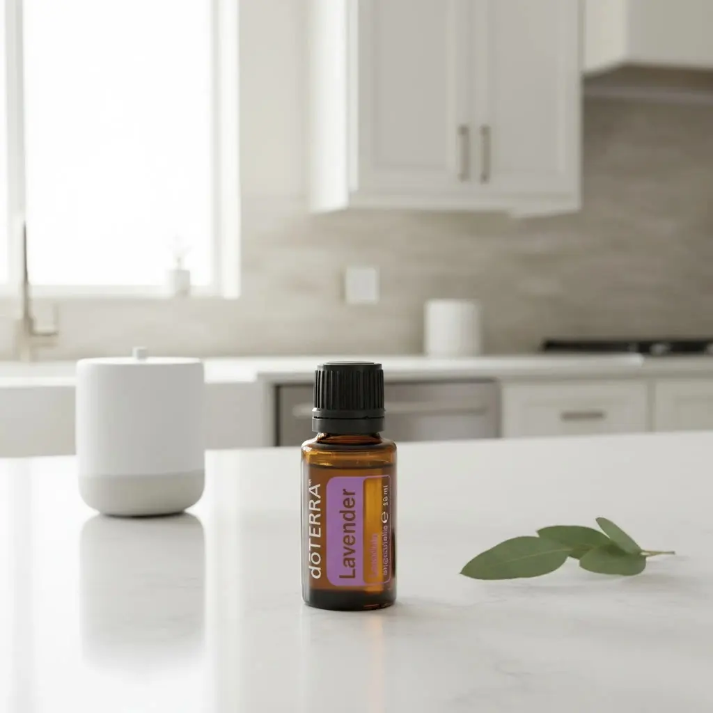 Lawenda doTERRA obok dyfuzora aromaterapeutycznego doTERRA w kuchni