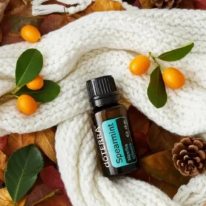Mięta Zielona (kędzierzawa) doTERRA na jesiennej dekoracji z liśćmi i szyszkami