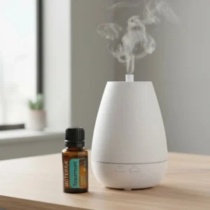 Dłonie trzymające Mięta Zielona (kędzierzawa) doTERRA – aplikacja olejku