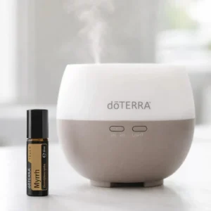 Myrrh Touch doTERRA na białym blacie kuchennym