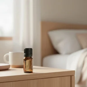 Dłonie trzymające Sandałowiec Hawajski doTERRA – aplikacja olejku