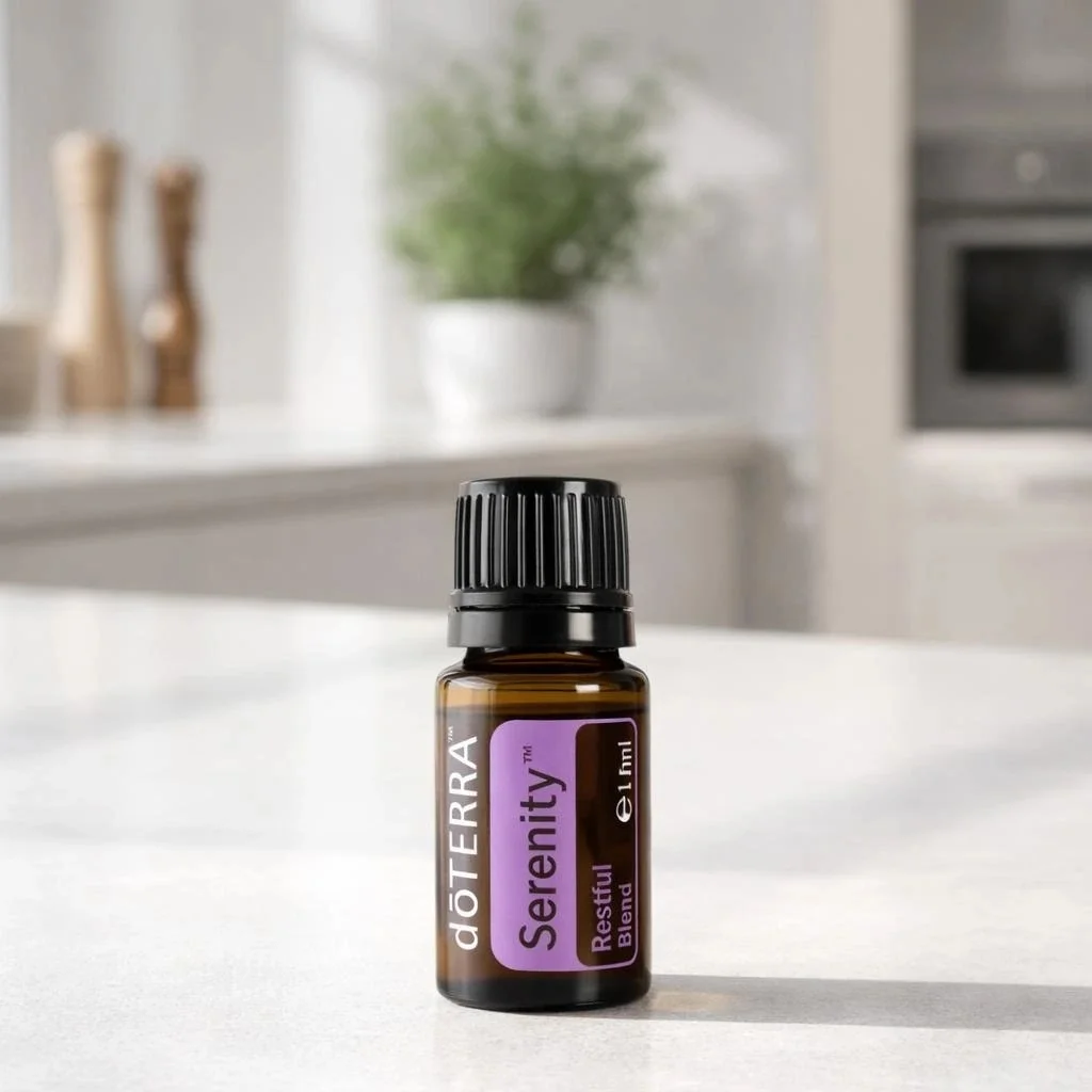 Serenity doTERRA obok dyfuzora aromaterapeutycznego doTERRA