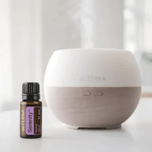 Serenity doTERRA na białym blacie kuchennym