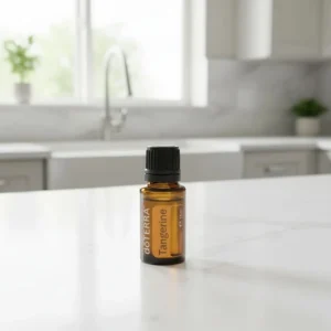 Tangerynka doTERRA na białym blacie kuchennym