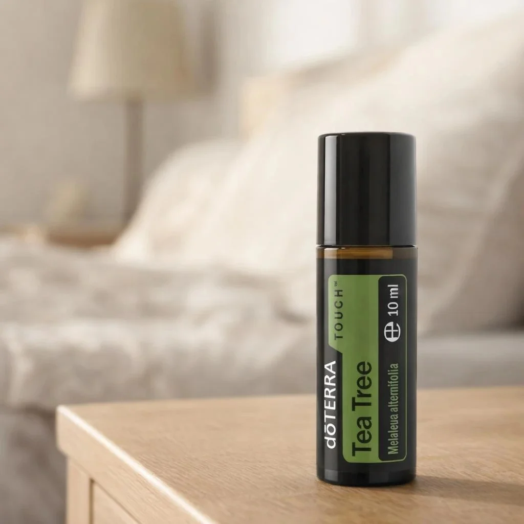 Tea Tree Touch doTERRA obok dyfuzora aromaterapeutycznego doTERRA