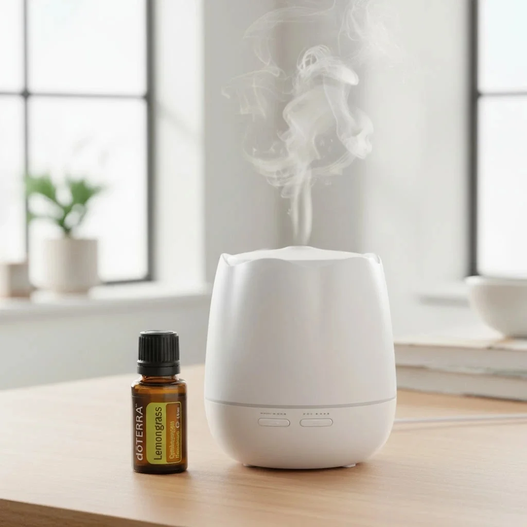Trawa Cytrynowa doTERRA obok dyfuzora aromaterapeutycznego doTERRA