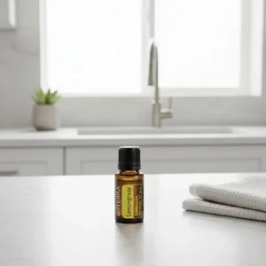 Trawa Cytrynowa doTERRA na białym blacie kuchennym