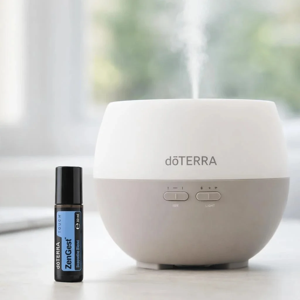Zengest Touch doTERRA na białym blacie kuchennym