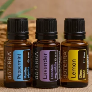 Zestaw Dla Początkujących: Lawenda, Cytryna, Mięta Pieprzowa doTERRA – trzy olejki eteryczne z naturalną dekoracją