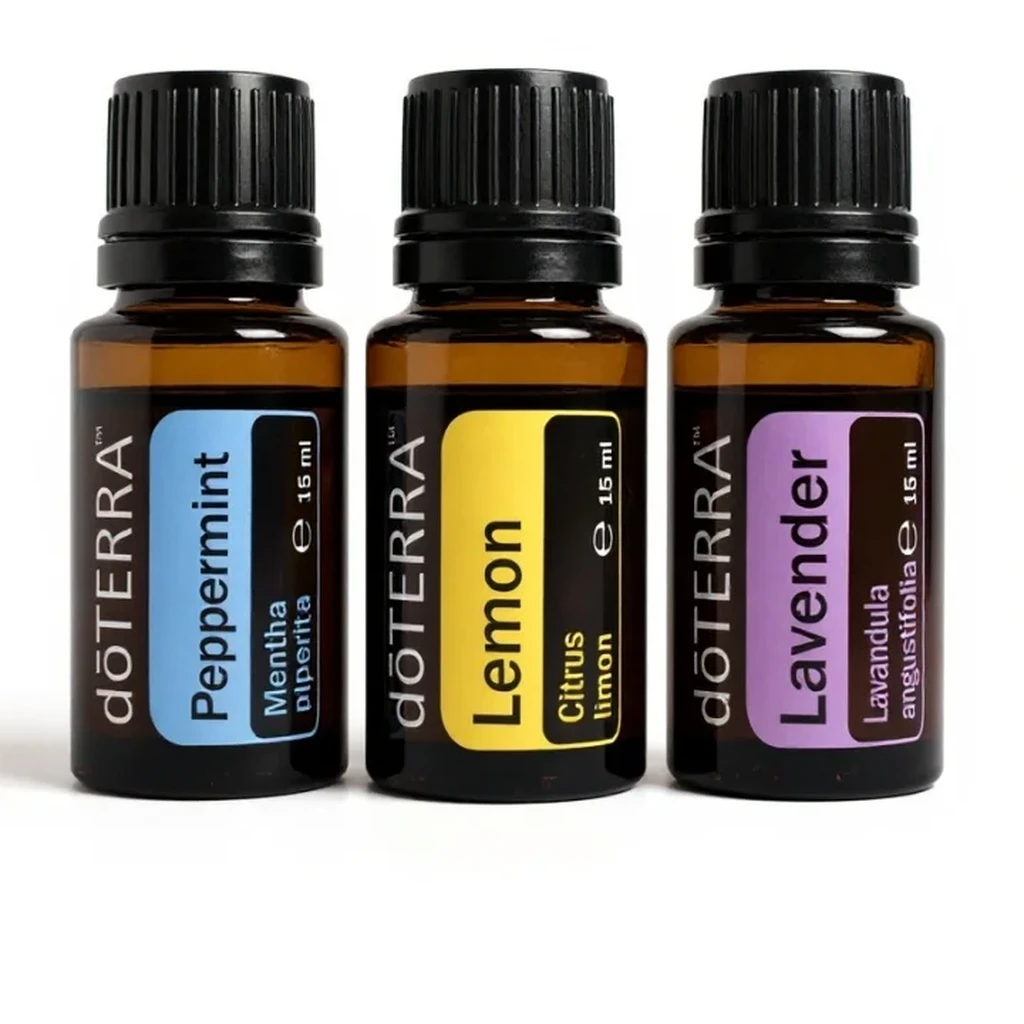 Zestaw Dla Początkujących: Lawenda, Cytryna, Mięta Pieprzowa doTERRA – olejek eteryczny 15ml na białym tle
