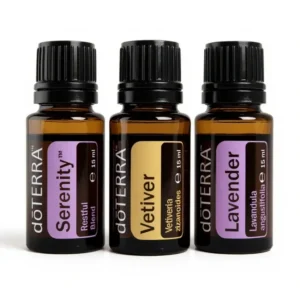 Zestaw Na Sen: Lawenda, Wetiweria, Serenity - Olejki doTERRA – olejek eteryczny 15ml na białym tle